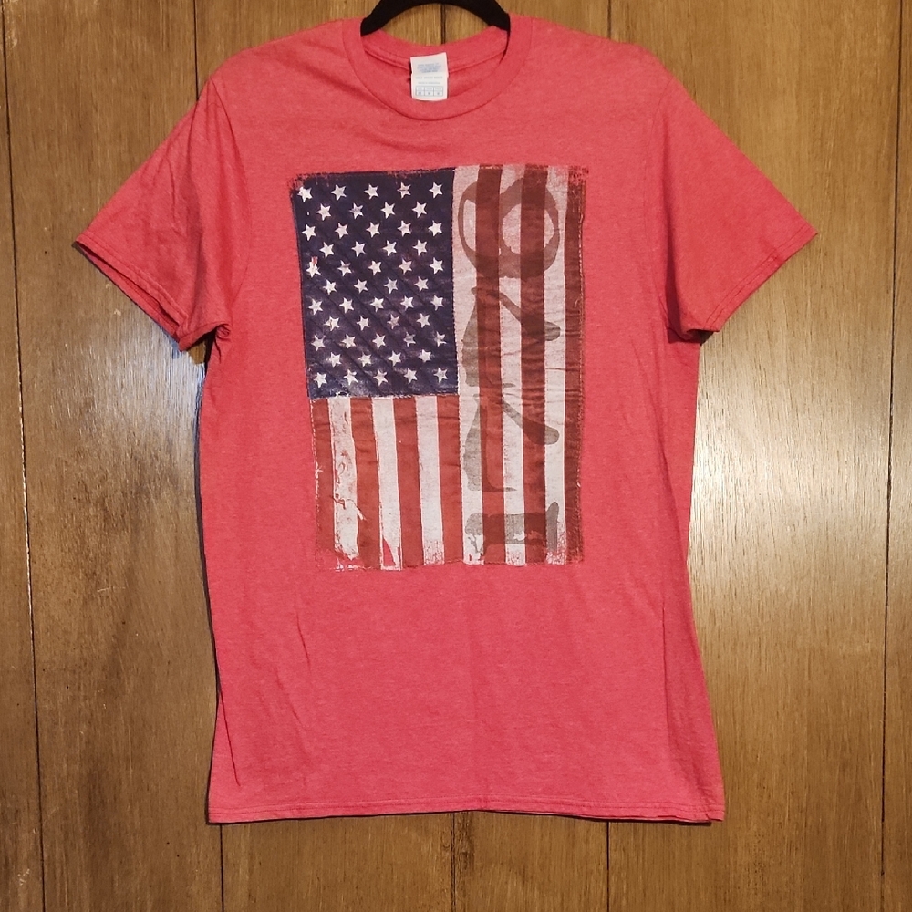 Red Graphic Tee - American Flag Design NWOT